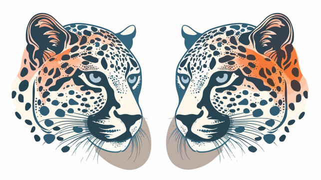 Ornate image of an animal in two colors optics flat vector