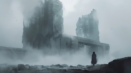 A mysterious concept art piece shrouded in fog  AI generated illustration
