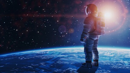 A peaceful D render of an astronaut admiring the beauty of space  AI generated illustration - obrazy, fototapety, plakaty
