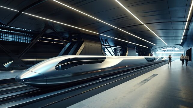 A futuristic hyperloop terminal sleek and efficient
