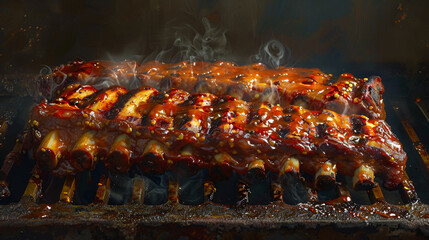 grilled pork ribs BBQ ribs, generative Ai