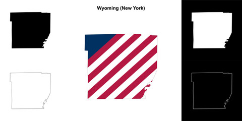 Wyoming County (New York) outline map set