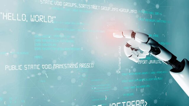XAI Futuristic robot artificial intelligence revolutionary AI technology development and machine learning concept. Global robotic bionic science research for future of human life. 3D rendering graphic