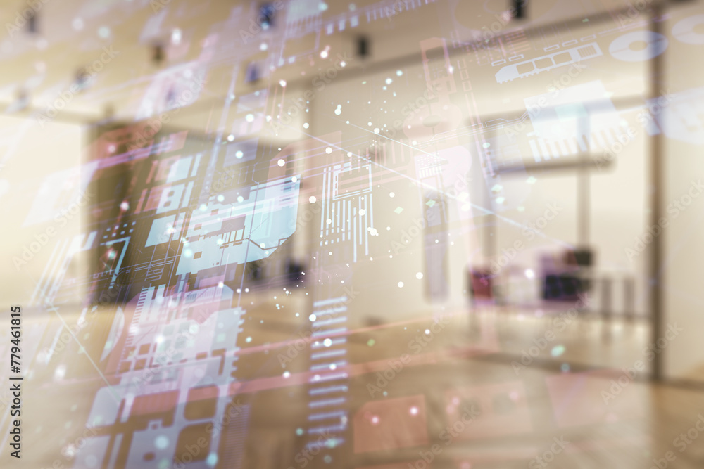 Aufkleber abstract virtual coding concept on a modern furnished office background. multiexposure