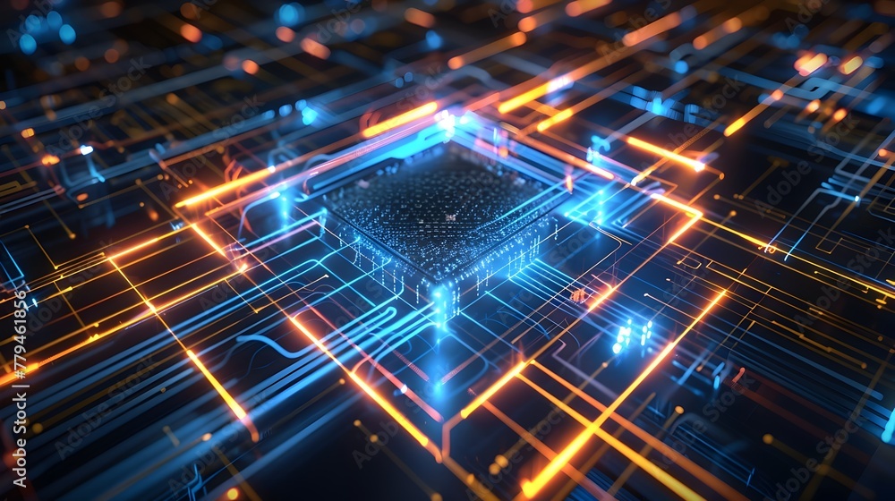Aufkleber glowing technological nexus of interconnected digital pathways and circuits