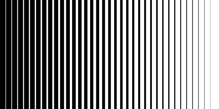 Half tone gradient line pattern. Faded halftone black lines. Fading gradient background. Horizontal abstract geometric texture with parallel stripes. Vector illustration on white background.