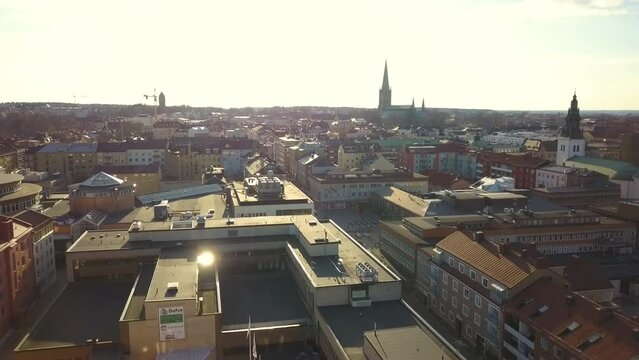 Old historical Linkoping city in Sweden. European architecture in Scandinavian town