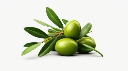 green olives isolated on white