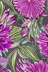 Watercolor painting on canvas. Artistic brush strokes. Botanical illustration for printing on wall decorations. Generated by Ai