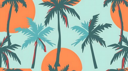 Cute palm trees seamless pattern