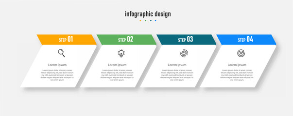 infographic design presentation business infographic template with 4 options, can be used for workflow diagram, info chart, web design. vector illustration.