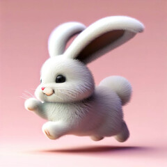 3D furry forest animal with beautiful colors and white background. with Generative AI technology	