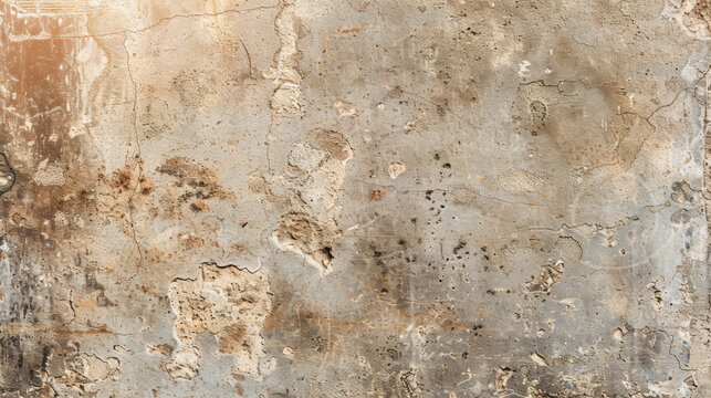 A wall with a rough texture and a few cracks. The wall is made of concrete and has a brownish color