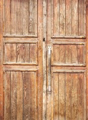 Old Wooden Door background with copy space. Weathered Rustic Wooden backdrop. Vertical photo can used social media template background.