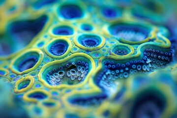 Close-up of colorful sea life textures resembling surreal landscapes.
