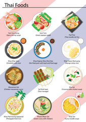 Thai food illustration design in vector colorful