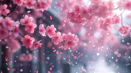Spring cherry blossoms with bokeh background.