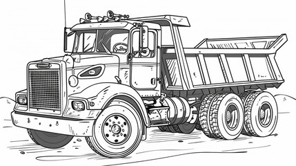 dump truck picture to color book for kids