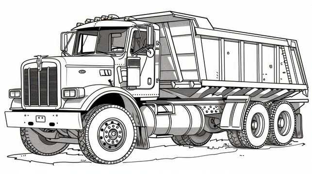 dump truck picture to color book for kids