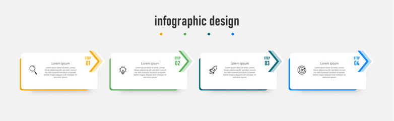 Infographics design template. timeline with 4 steps, options. can be used for workflow diagram, info chart, web design. vector illustration.