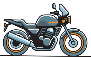 Motorcycle, Retro Vehicle, side view, Vector illustration in flat style
