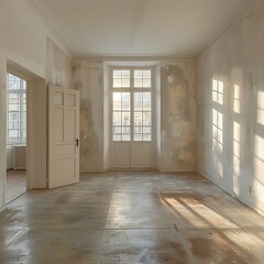 An empty white room with pristine white walls, revealing the serene simplicity of its unadorned corners.