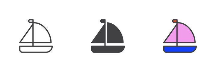 Sailboat different style icon set