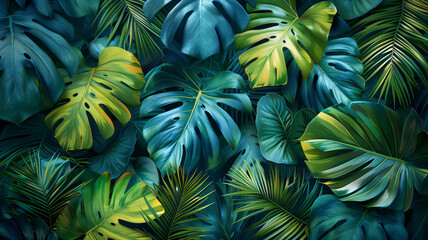 Colorful tropical leaves design.