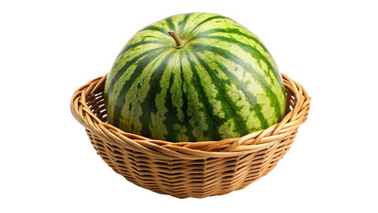 Water melon in a basket isolated on transparent background