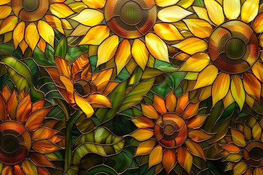 Stained Glass Sunflower.