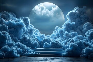 Full Moon Above Clouds - obrazy, fototapety, plakaty