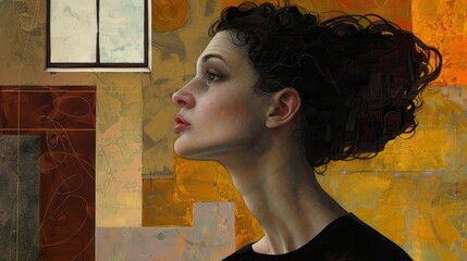 A sophisticated portrait with architectural influences  AI generated illustration