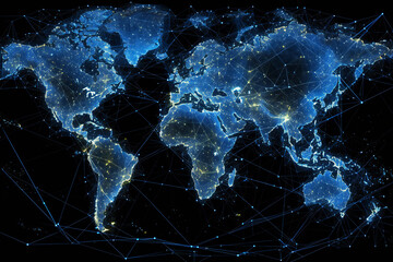 earth connected by blue lines