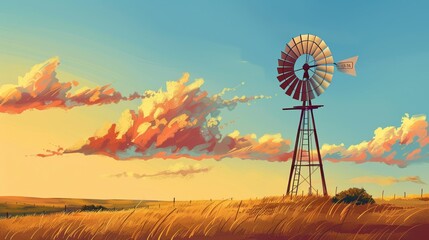 A stylized representation of a windmill  AI generated illustration