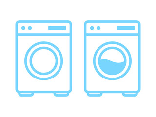 フラットドラム式洗濯機アイコンセット：水色線