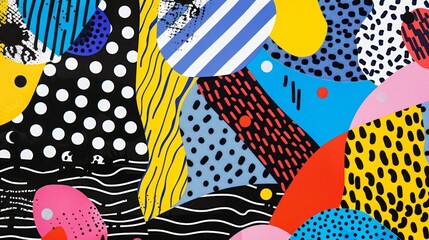 A vibrant Memphis-style pattern as a backdrop  AI generated illustration