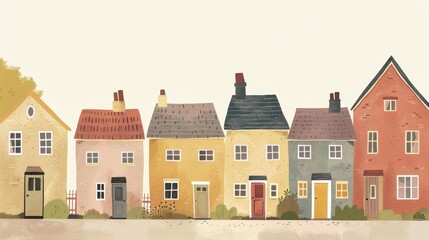 A vintage-inspired drawing of a row of cottages  AI generated illustration