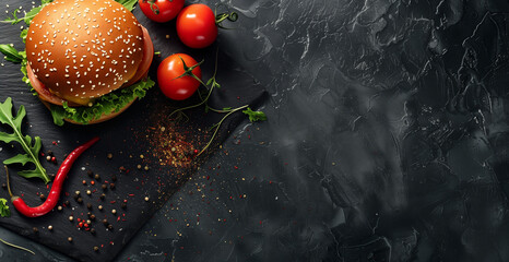 hamburger or cheese burger advertising banner with copy of space are a for text 