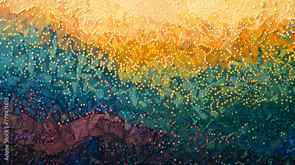 Aufkleber Captivating Pointillist Composition of Vibrant Dotted Textures in a Striking Expressionistic Digital