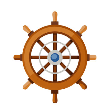 recommend clip art: steering wheel. An old wooden ship's rudder for steering on the sea. Pirate steering wheel
