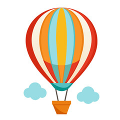 Hot Air Stripped Balloon on white background