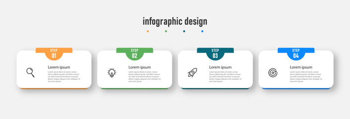 Infographics design template. timeline with 4 steps, options. can be used for workflow diagram, info chart, web design. vector illustration. - obrazy, fototapety, plakaty