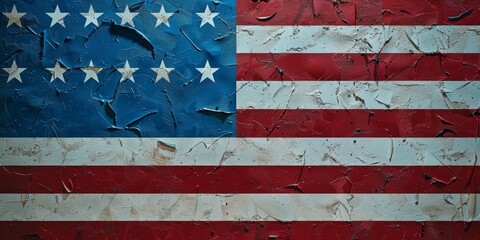 A worn out American flag with a few stars missing