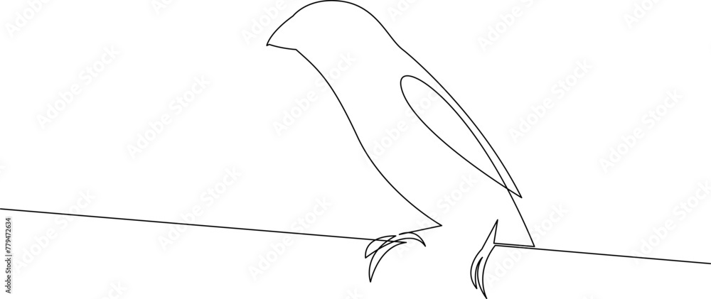Aufkleber continuous one line drawing of a bird sitting on a branch. abstract single line small bird vector il