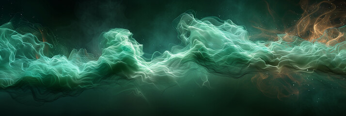 Sound wave illustration with green 3d hologram