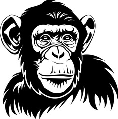 Monkey silhouette icon in black color. Vector template design illustration.