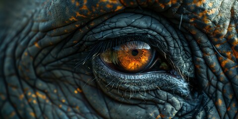 A close up of the electric blue eye of a terrestrial animal, resembling a scaled reptile in the darkness. The intricate patterns and delicate eyelashes are captured in stunning macro photography