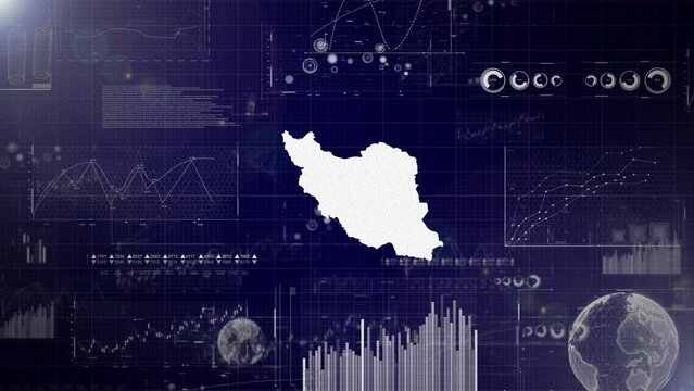 Iran Country Corporate Background With Abstract Elements Of Data analysis charts I Showcasing Data analysis technological Video with globe,Growth,Graphs,Statistic Data of Iran Country
