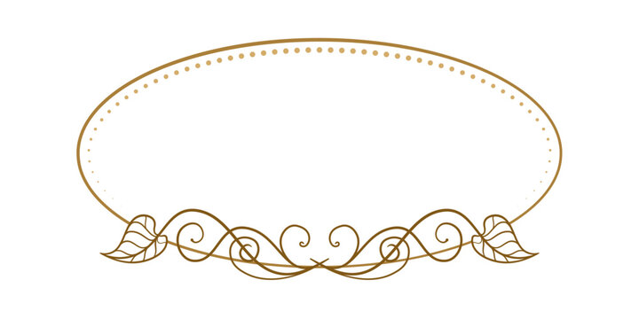 Vector horizontal oval frame with ivy leaves decoration