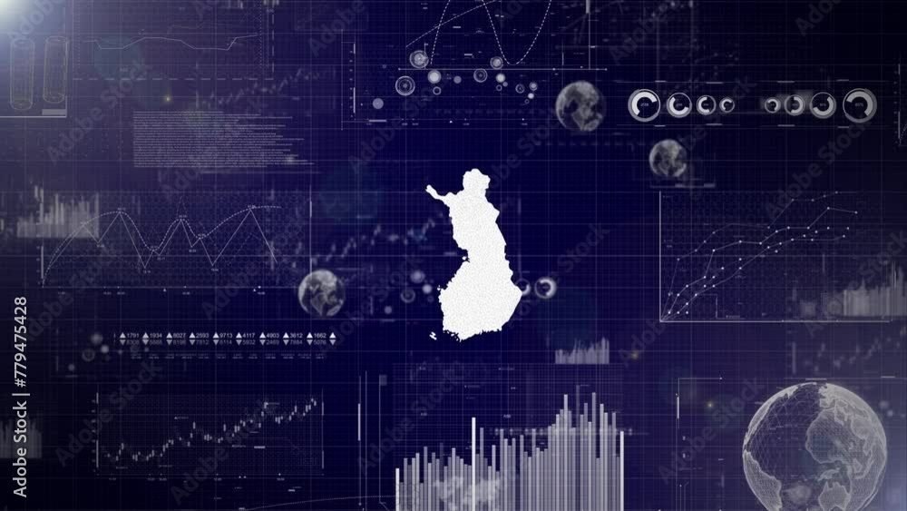 Aufkleber finland country corporate background with abstract elements of data analysis charts i showcasing dat